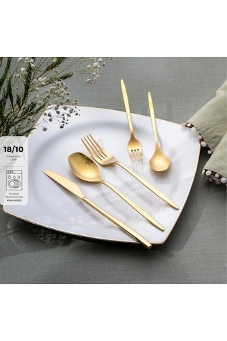 Emsan Alisa Parlak Gold 60 Parça 12 Kişilik Çatal Kaşık Bıçak Takımı