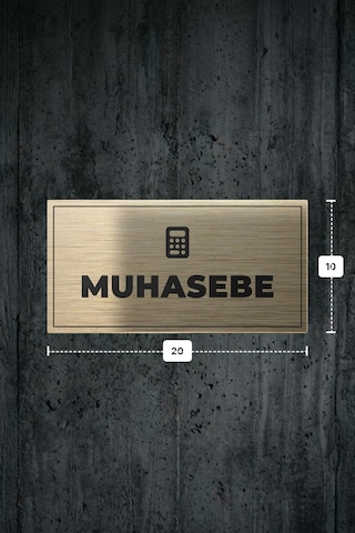 Muhasebe Yazılı - Metal - Gold Renk - Kapı İsimliği - 20x10 Cm
