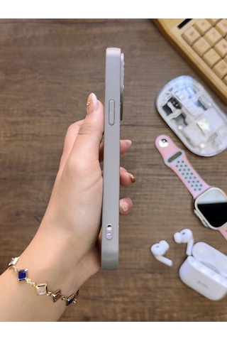 Apple iPhone 15 Pro Max Uyumlu Premium Deri Dokulu Darbelere Karşı Dayanıklı Nazal Silikon Kılıf Gri
