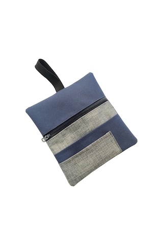 Mavi Gri Su Geçirmez Fermuarlı İmperteks Kumaştütün Kesesi Çantası Tütünlük Rd48 Mavi