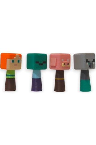 Minecraft Sprunki Figür 4 Adet 7 Cm Alex, Zombi, Piglin, Yağmacı