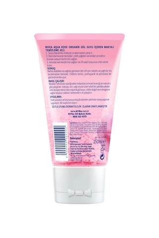 Nıvea Aqua Rose Organik Gül Suyu Içeren Makyaj Temizleme Jeli, Yüz Temizleyici, 150 Ml