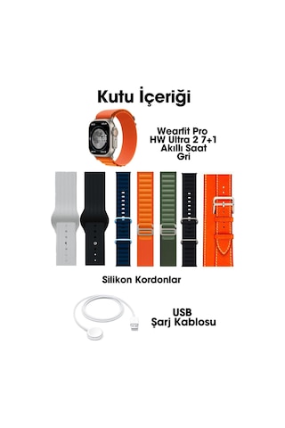 Wearfitpro Wearfit Hw Ultra 2 7 Kordonlu Akıllı Kol Saati Smart Watch Model:inç 49mm Amoled Ekran Gri