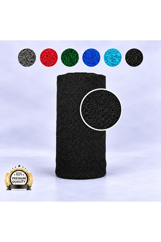 Hortumtech Kıvırcık Paspas Kir Tutucu Pvc Kapı Önü İç Dış Mekan Eko 12 Mm - Siyah 100 X 250 Cm