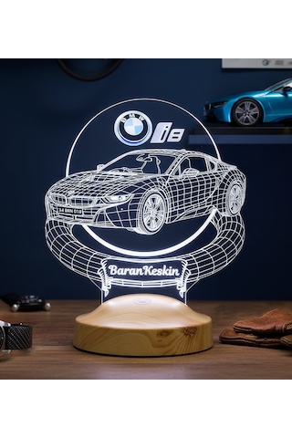 Bmw İ8 Tutkunlarına Özel 3d Kişiye Özel Led Lamba Bmw İ8 Araba Hediyesi - 2014 2020