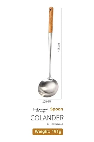 Mufunye Uzun Ahşap Saplı 304 Paslanmaz Çelik Mutfak Kolu Seti - Profesyonel Şef Ve Ev Kullanıma Uygun, Soteleme Ve Pişirme İçin Dayanıklı Kooking Aleti Diğer