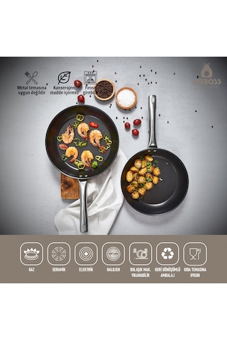 Amboss Dark Tava Yanmaz Yapışmaz Titanyum Kaplama - 26 Cm Siyah