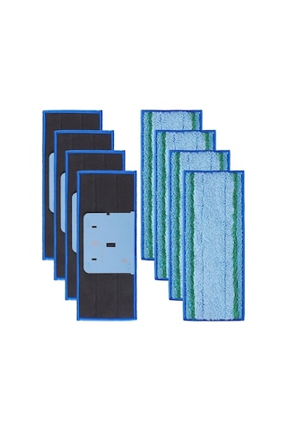 Tongxida İrobot Braava Jet M6 İçin 8'li Eliptik Mop Pad - Lacivert Kaba Yağ Temizleme, Yeşil Sert Lif Kuru Çöp, Mavi Pamuk Lif