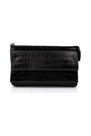 Alphaclub Bag Unisex Hakiki Kroko Deri Çok Bölmeli Portföy Çanta Kahverengi