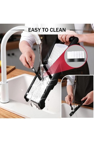 Dashanshop Temmys Manuel Sebze Doğrayıcı Ve Kesici With Brush Gloves Ayarlanabilir Paslanmaz Çelik Bıçaklar Mutfak Rendesi Meyve Patates Soğan 1 Parça