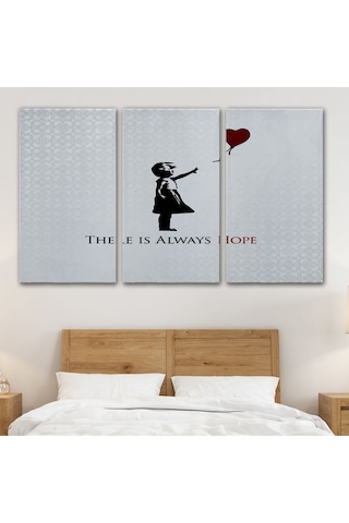 Es10 Banksy Kırmızı Balonlu Kızın'ın Her Zaman Umut Vardır Yazılı Tablosu-5012 (50 x 70)