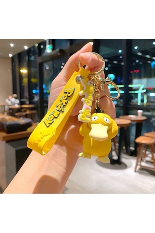 Psyduck Figürü Anahtarlık Aksesuar Çanta Süsü Silikon 3d Aksiyon Figürü Sarı