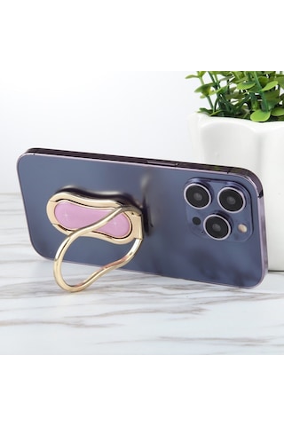 Soulader İphone Uyumlu 16 Serisi İçin Metal Yüzük Tutucu Ve Katlanabilir Telefon Standı - Pembe Renkli Pratik Cep Telefonu Aksesuarı Pembe