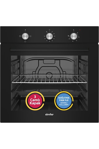 Simfer SB8254 - T3046 - SD8727 Trend Mekanik Siyah Cam 3'lü Ankastre Set