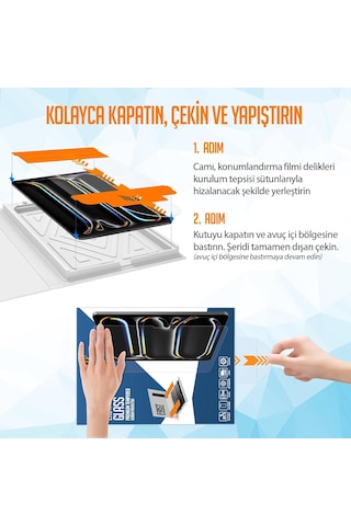 Buff Apple Uyumlu iPad Easyfit Glass Cam Kolay Uygulama Aparatlı Ekran Koruyucu Temperli Cam Air 11 İnch M2 2024 / M3 2025