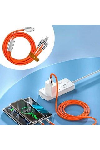 Buffer 3 Şarj Aleti 1 Arada Çinko Alaşım Hızlı Şarj Kablosu Turuncu