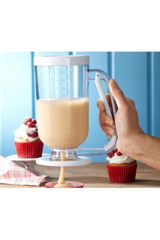 Pankek Dağıtıcı Hamur Porsiyonlayıcı Şekillendirici 900 Ml Dökme Aparatı Beyaz Beyaz