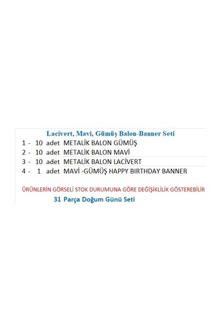 Lacivert, Mavi, Gümüş Balon-banner Seti