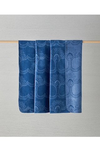 English Home Spread Pamuklu Çift Kişilik Battaniye Mavi