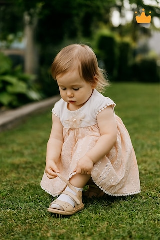 Babyhola Bayramlık Kız Bebek Elbise Nakış Işlemeli Somon 13108 Göründüğü Gibi