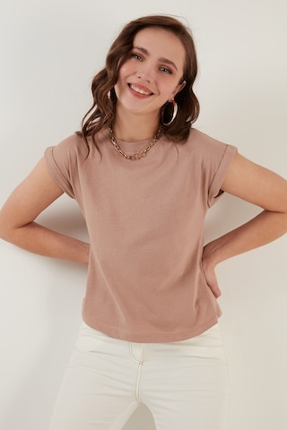 Lela Bisiklet Yaka % 100 Pamuk Basic Bayan T Shirt 5864121 Bisküvi