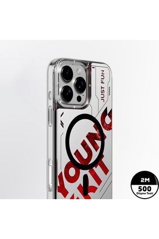 Apple iPhone 16 Pro Uyumlu Kılıf Magsafe Şarj Özellikli Airbagli Youngkit Future Streamer Serisi Kapak Kırmızı