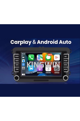7 İnç Volkswagen Skoda Uyumlu 8gb Ram 128gb Hafıza Android Carplay Multimedya Arka Kamera 7"