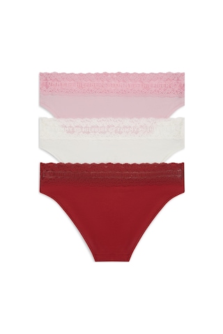 Tommy Hilfiger Kadın 3'lü Paket Bonita Pembe/fildişi/koyu Magma Külot-16022
