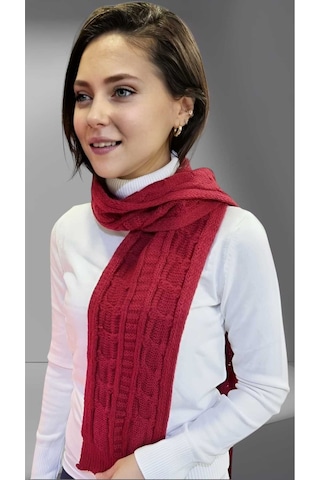 Tezzgelsin Kadın Triko Örgü Atkı Bordo