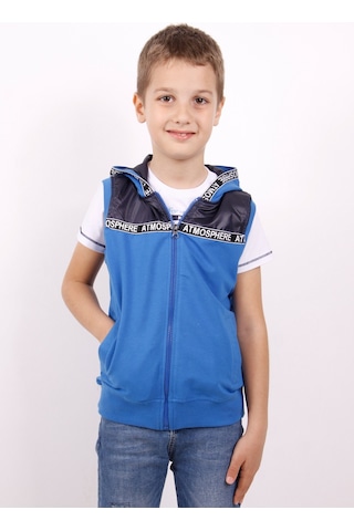 Toontoy Erkek Çocuk Şeritli Kapüşonlu Yelek Saks