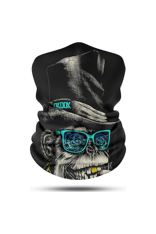 Dair Fötr Şapkalı Maymun Desenli Motosiklet Bandana Boyunluk Outdoor B