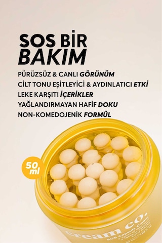 Cream Co. Leke Karşıtı Cilt Tonu Eşitleyici C Vitamini içeren Nemlendirici Kapsül Yüz Kremi 50 ML