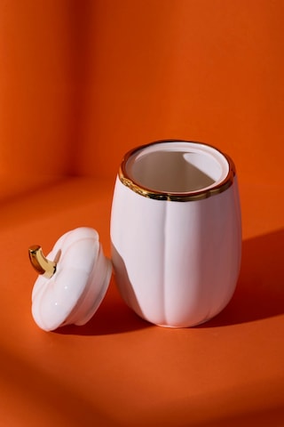 Kabak Porselen M Kapaklı Kavanoz 18x11 Cm Beyaz