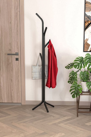 Bofigo Metal Elbise Askılığı Portmanto Askılık Siyah