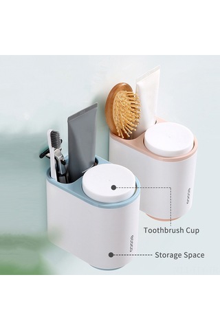 Dianziye Gri Renkli Magneetik Diş Fırçası Tutucu, Delme Yok Kurulum, Ters Yükleme Su Akışı, Geniş Depolama Alanı - 3312 Gri