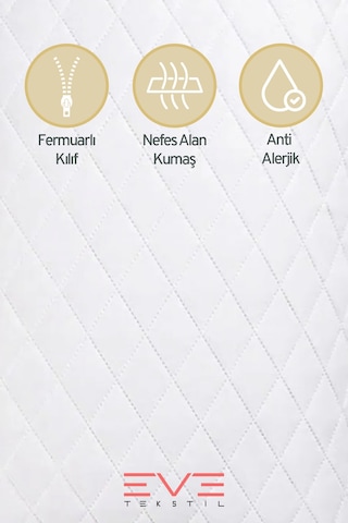 Eve Tekstil 10 Adet Diamon Kapitone Antibakteriyel Fermuarlı Yıkanabilir Otel Lüks Yastık Kılıfı 50x70cm Beyaz