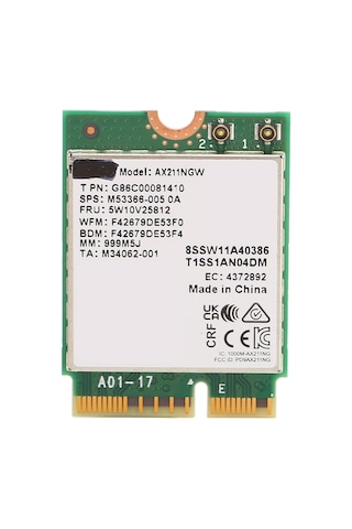 Fosenze M.2 Key-e Ax211ngw Kablosuz Ağ Kartı, 2400mbps, Bt5.2, 2.4/5/6ghz Üç Frekanslı, Plug And Play, Dayanıklı Pcb Malzeme