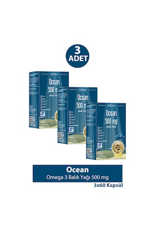 Ocean Omega 3 Balık Yağı 500 Mg 60 Kapsül 3 Adet