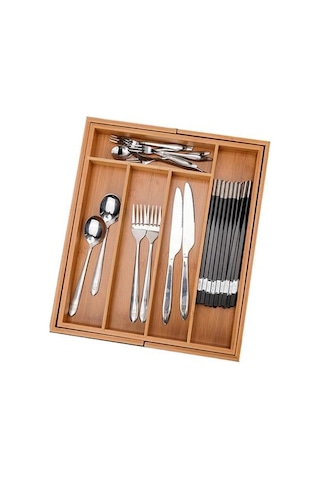 Saklama Kutusu Ahşap Mutfak Çekmece Sofra Takımı Gereçleri Sofra Organizatör Çok Izgara Genişletilebilir Çatallar Silverware Tutucu Raflar Ve Amp Tutucular -