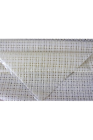 Pvc Şeffaf Kaplama Silinebilir Masa Örtüsü Çapraz Hasır Krem