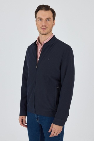 Düz Gofreli Kolej Yaka Yarım Astar Esnek Standart Fit Mont 1007250109 Koyu Lacivert