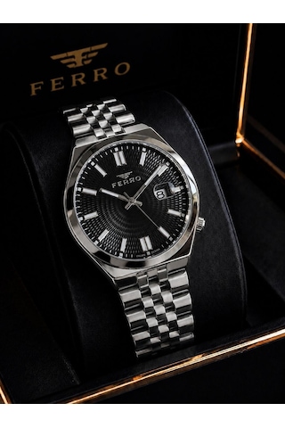 Ferro Premium İtalian Desing Çelik Kordon Nişan Ve Damat Saati 3 Atm Erkek Kol Saati Efm40136-b4 Gümüş - Altın