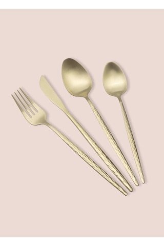 Shiny Çatal Kaşık Bıçak Takımı Mat Gold 24 Parça