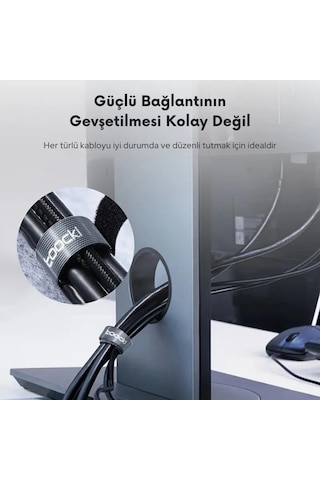 Coofbe 5 Renk 25 Metre Cırt Cırt Bantlı Kablo Sarıcı Düzenleyici Organizatör Kablo Düzenleme