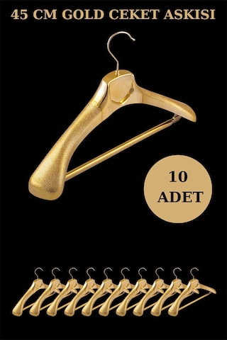 10Adet Plastik Gold Renk Yüksek Kalite Ceket Askısı Elbise Askısı Altın