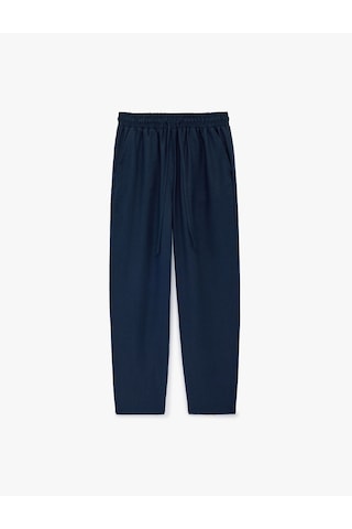 Koton Beli Lastikli Bağlamalı Cepli Havuç Keten Pantolon Lacivert 6sak40029pw Lacivert - Mavi