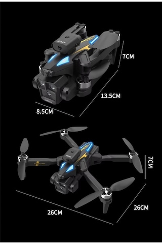 Çift Kameralı Engel Kaçınma Sensörlü Drone Uzaktan Kumandalı App Destekli Led Işıklı Quadcopter