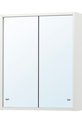 Banyo Duvar Dolabı, Beyaz, 50x13x60 Cm, 2 Ayna Kapaklı Beyaz