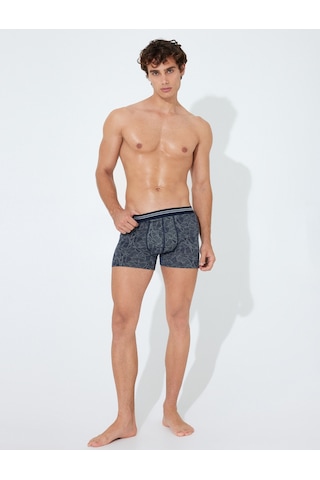 Koton 3'lü Boxer Seti Soyut Baskılı Çok Renkli Pamuklu Gri 4slm90089mk Gri