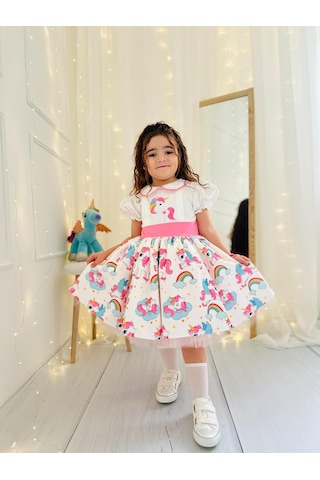 H L Y Karol Tasarım Unicorn Vintage Kız Bebek Elbisesi,doğum Günü,fotoğraf Çekim Elbise,0-12 Yaş Uygun Pembe